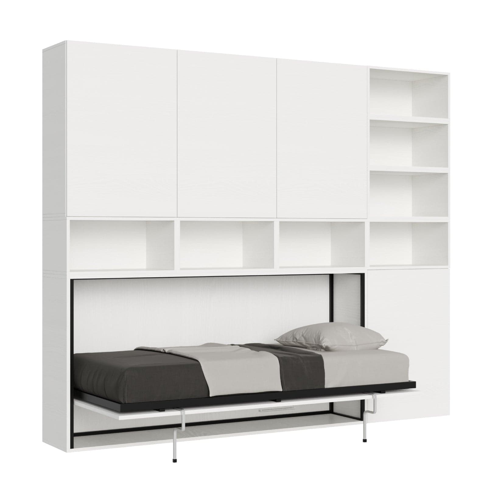Letto "Venezia" singolo a scomparsa con scompartimenti, in legno, con apertura orizzontale, per camera da letto in Materassi Decor Space - Altamura, commercioVirtuoso.it