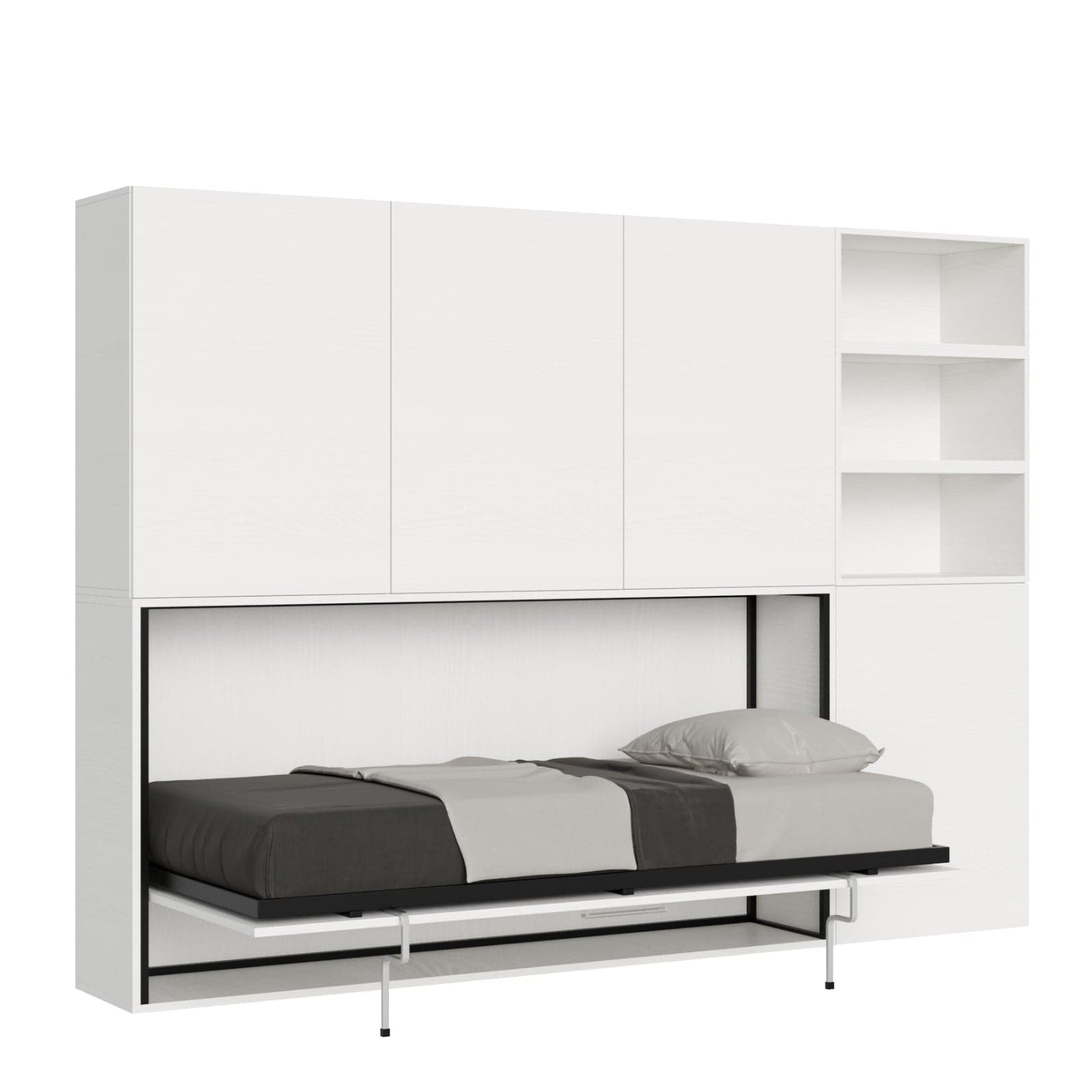 Letto "Venezia" singolo a scomparsa con scompartimenti, in legno, con apertura orizzontale, per camera da letto in Materassi Decor Space - Altamura, commercioVirtuoso.it