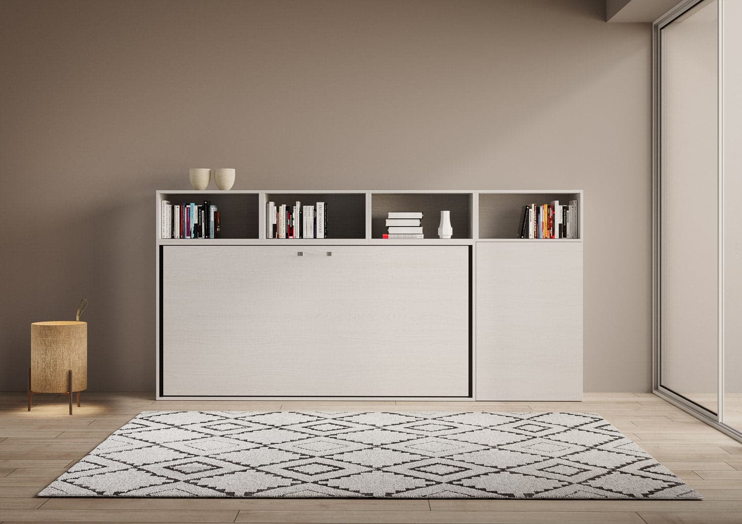 Letto "Venezia" singolo a scomparsa con scompartimenti, in legno, con apertura orizzontale, per camera da letto in Materassi Decor Space - Altamura, commercioVirtuoso.it