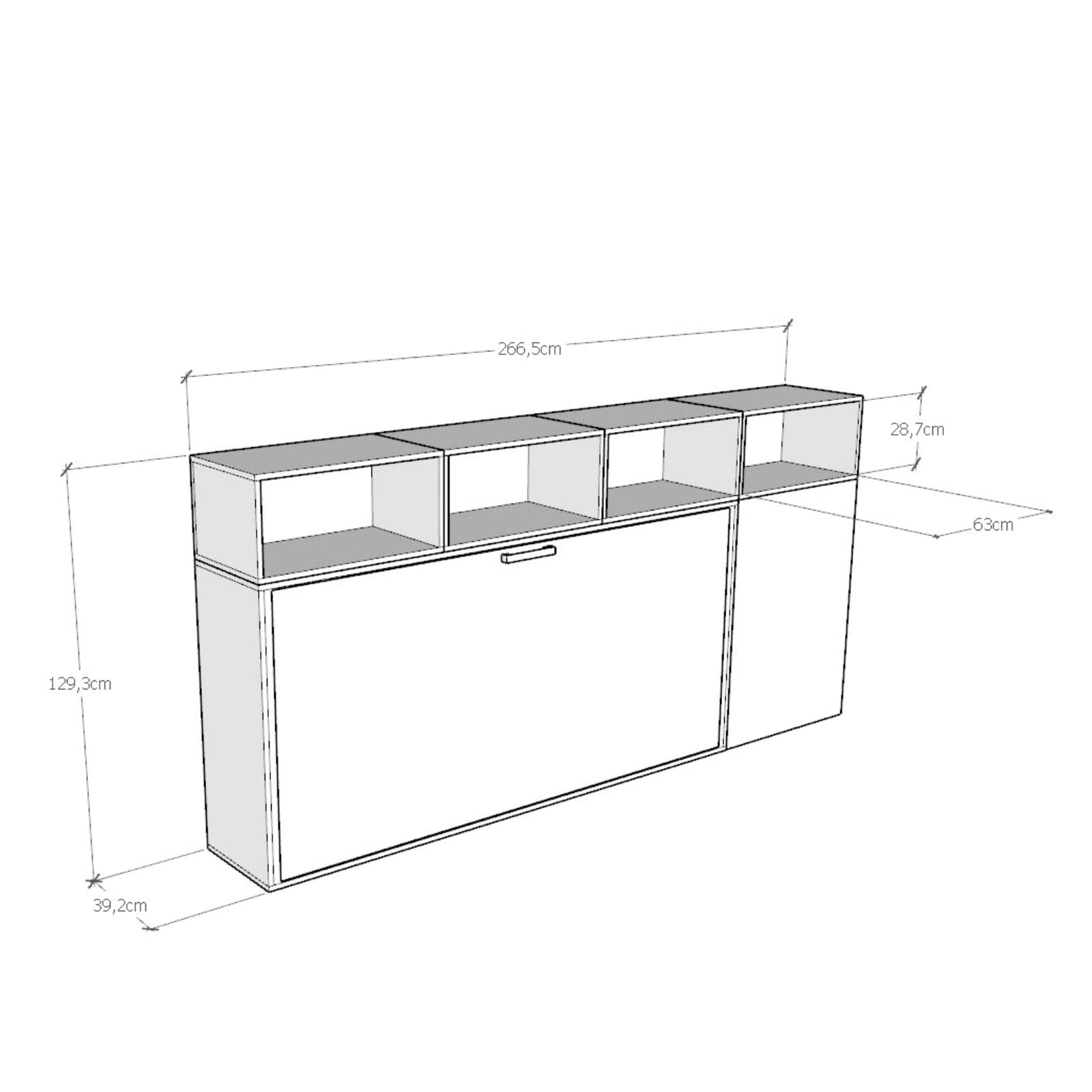 Letto "Venezia" singolo a scomparsa con scompartimenti, in legno, con apertura orizzontale, per camera da letto in Materassi Decor Space - Altamura, commercioVirtuoso.it