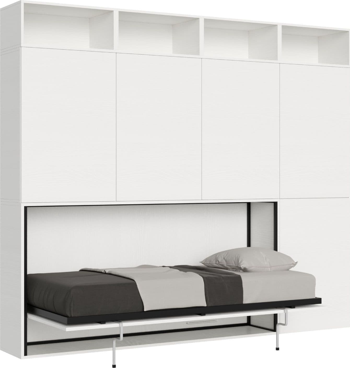 Letto "Venezia" singolo a scomparsa con scompartimenti, in legno, con apertura orizzontale, per camera da letto in Materassi Decor Space - Altamura, commercioVirtuoso.it