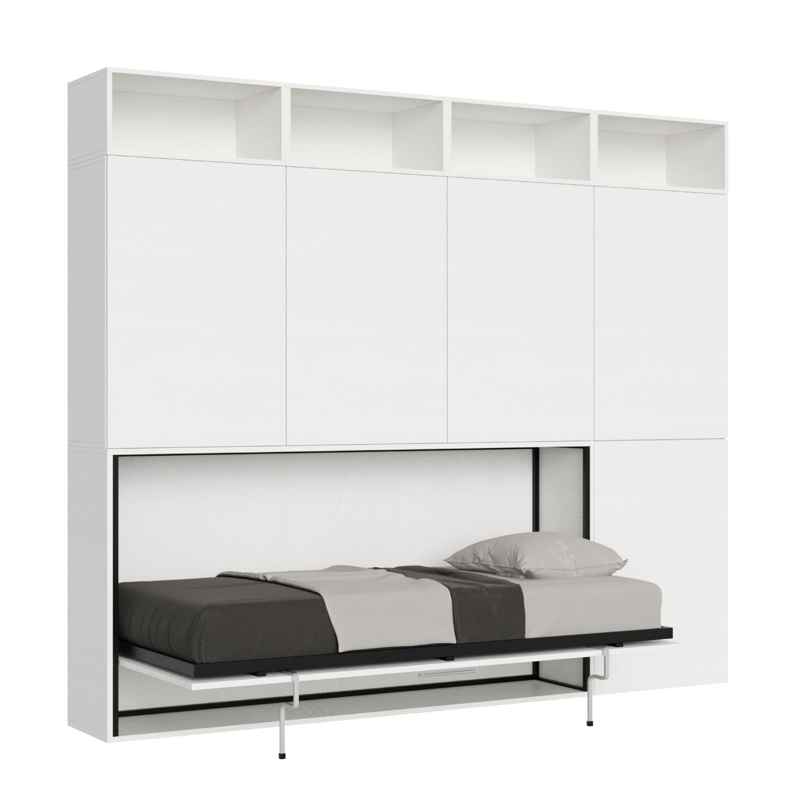 Letto "Venezia" singolo a scomparsa con scompartimenti, in legno, con apertura orizzontale, per camera da letto in Materassi Decor Space - Altamura, commercioVirtuoso.it