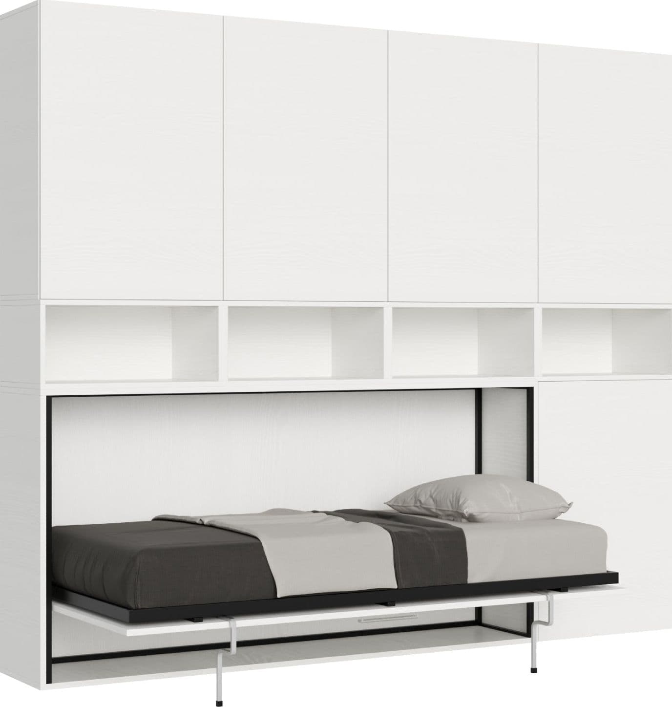 Letto "Venezia" singolo a scomparsa con scompartimenti, in legno, con apertura orizzontale, per camera da letto in Materassi Decor Space - Altamura, commercioVirtuoso.it
