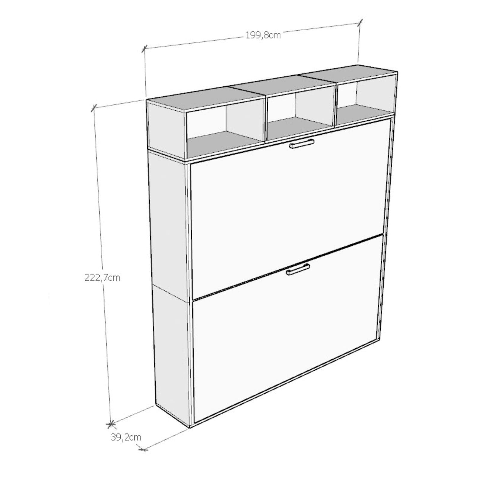 Letto "Verona" doppio a scomparsa con scompartimenti, in legno, con apertura orizzontale, per camera da letto in Materassi Decor Space - Altamura, commercioVirtuoso.it