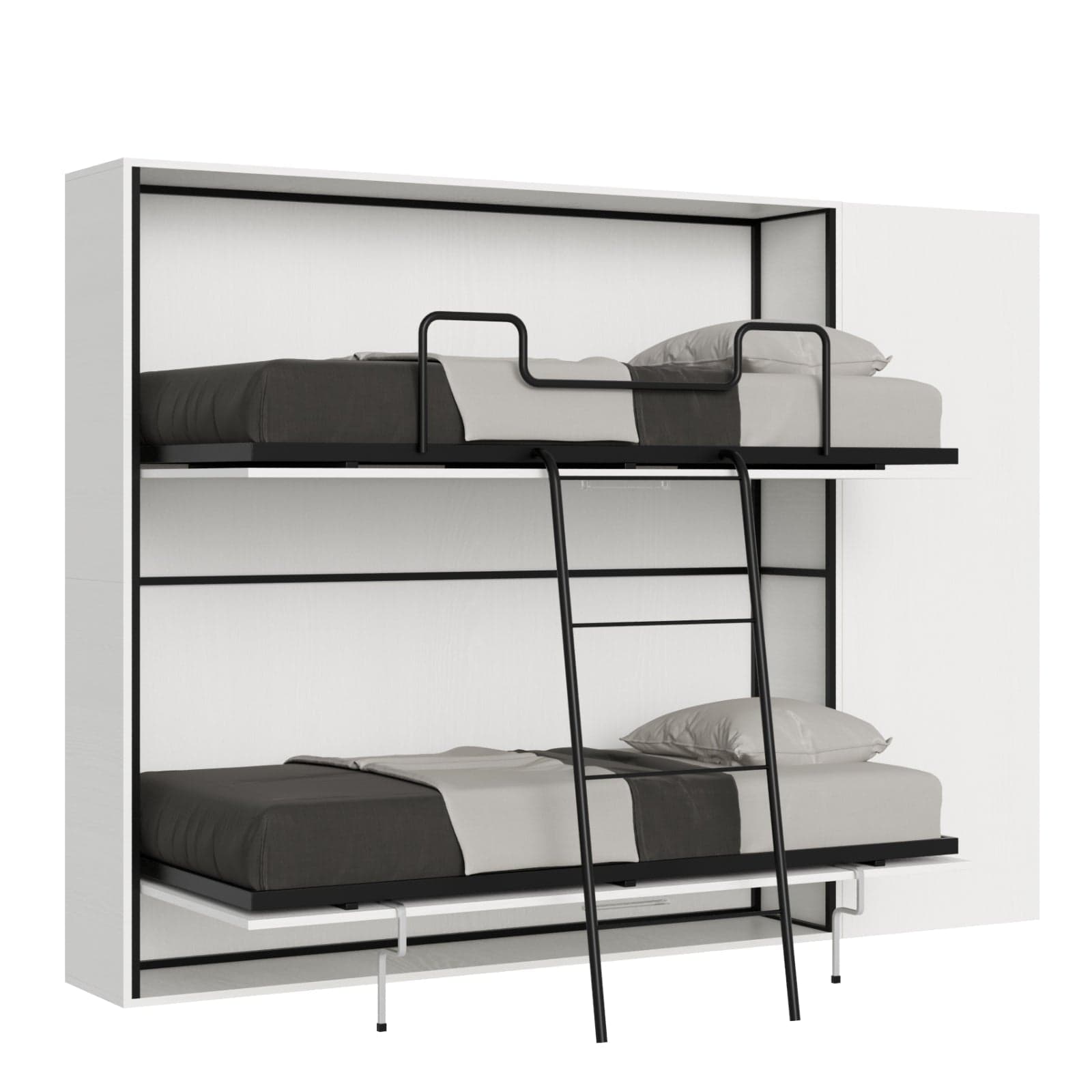 Letto "Verona" doppio a scomparsa con scompartimenti, in legno, con apertura orizzontale, per camera da letto in Materassi Decor Space - Altamura, commercioVirtuoso.it
