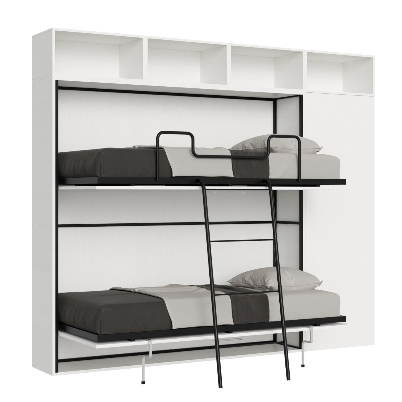 Letto "Verona" doppio a scomparsa con scompartimenti, in legno, con apertura orizzontale, per camera da letto in Materassi Decor Space - Altamura, commercioVirtuoso.it