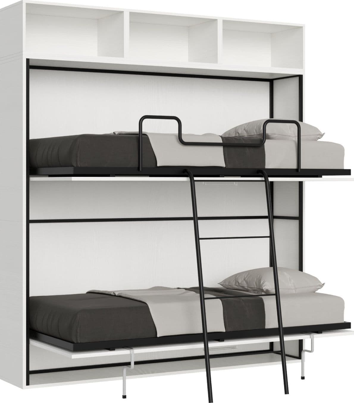 Letto "Verona" doppio a scomparsa con scompartimenti, in legno, con apertura orizzontale, per camera da letto in Materassi Decor Space - Altamura, commercioVirtuoso.it