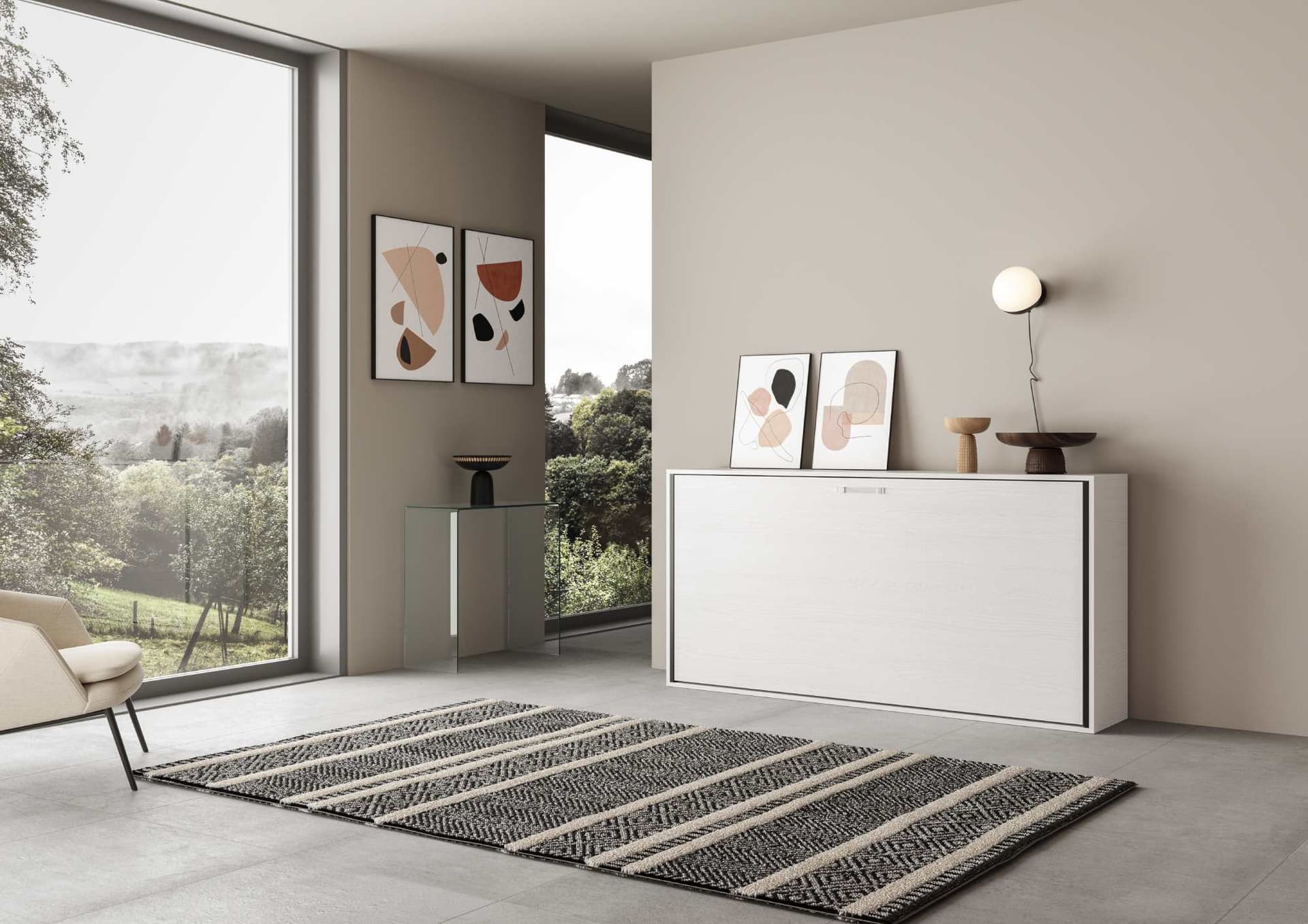 Letto "Genova" singolo a scomparsa, in legno, con apertura orizzontale, per camera da letto in Materassi Decor Space - Altamura, commercioVirtuoso.it