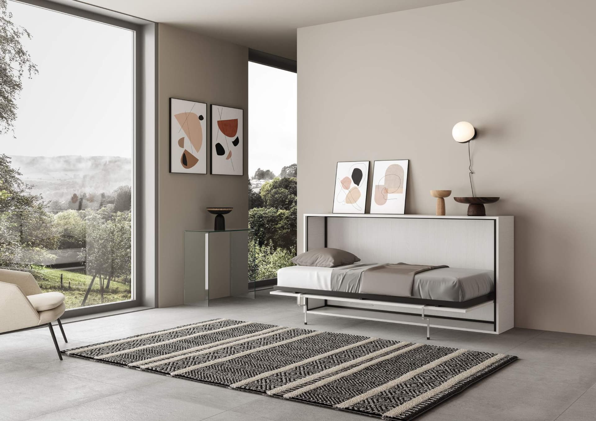 Letto "Genova" singolo a scomparsa, in legno, con apertura orizzontale, per camera da letto in Materassi Decor Space - Altamura, commercioVirtuoso.it