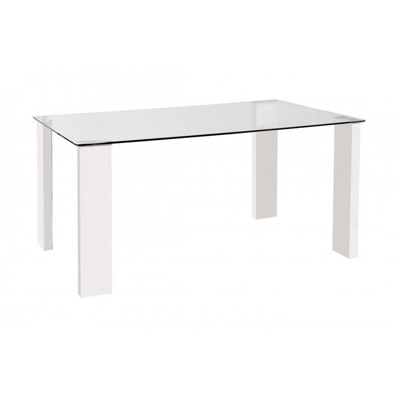 Tavolo scrittoio, in vetro trasparente, con gambe in metallo verniciato, per arredamento interni in Credenze Decor Space - Altamura, commercioVirtuoso.it
