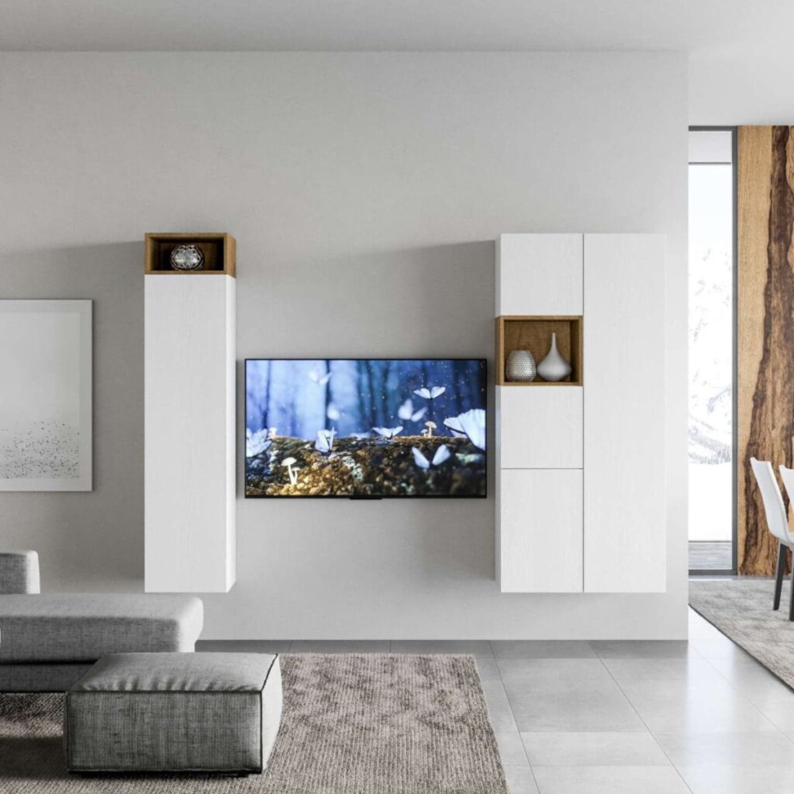 Pensile cubico in legno per composizioni arredamento camere ed interni in Pareti attrezzate Decor Space - Altamura, commercioVirtuoso.it