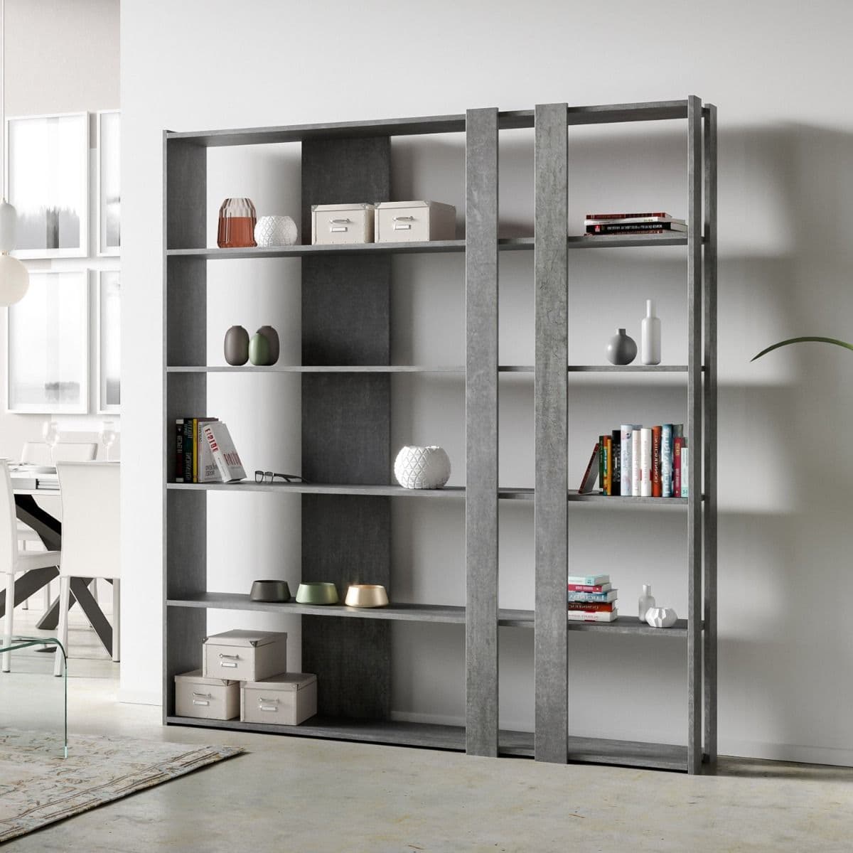 Libreria "Roma" a parete, in legno, con ripiani, per arredamento camere ed interni in Librerie Decor Space - Altamura, commercioVirtuoso.it