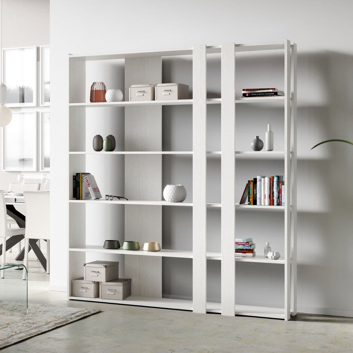 Libreria "Roma" a parete, in legno, con ripiani, per arredamento camere ed interni in Librerie Decor Space - Altamura, commercioVirtuoso.it