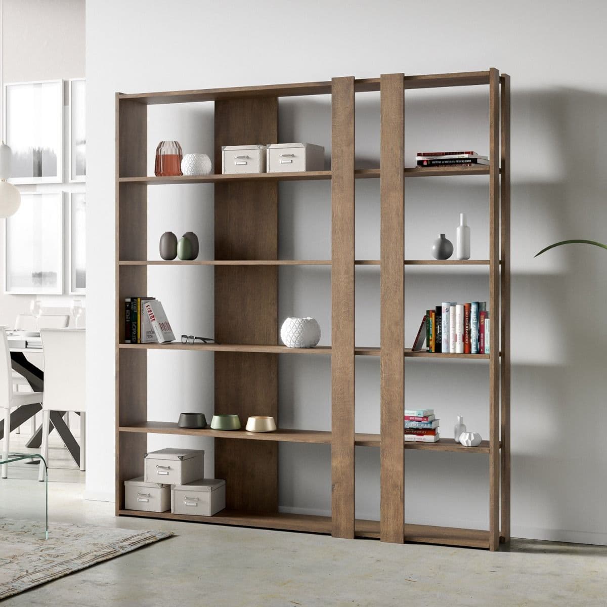 Libreria "Roma" a parete, in legno, con ripiani, per arredamento camere ed interni in Librerie Decor Space - Altamura, commercioVirtuoso.it