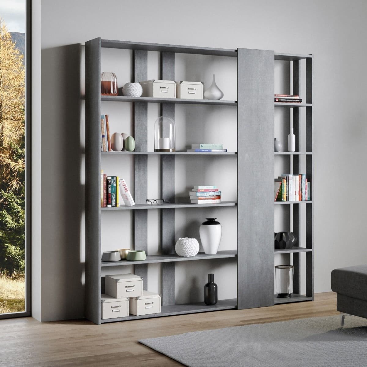Libreria "Roma" a parete, in legno, con ripiani, per arredamento camere ed interni in Librerie Decor Space - Altamura, commercioVirtuoso.it