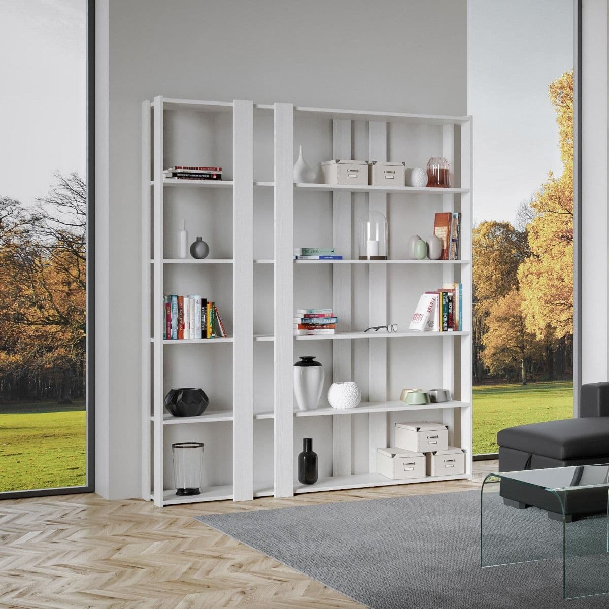 Libreria "Roma" a parete, in legno, con ripiani, per arredamento camere ed interni in Librerie Decor Space - Altamura, commercioVirtuoso.it