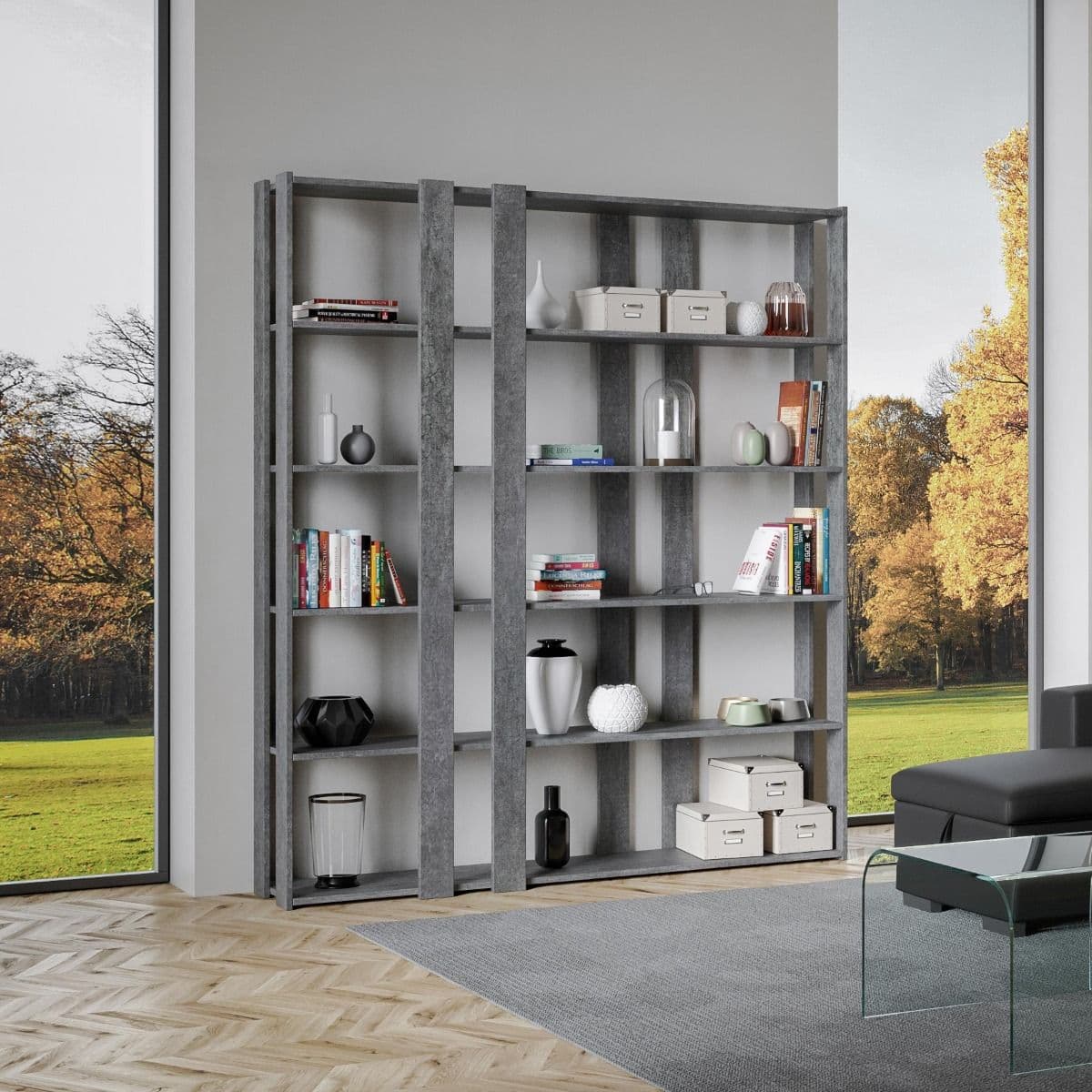 Libreria "Roma" a parete, in legno, con ripiani, per arredamento camere ed interni in Librerie Decor Space - Altamura, commercioVirtuoso.it