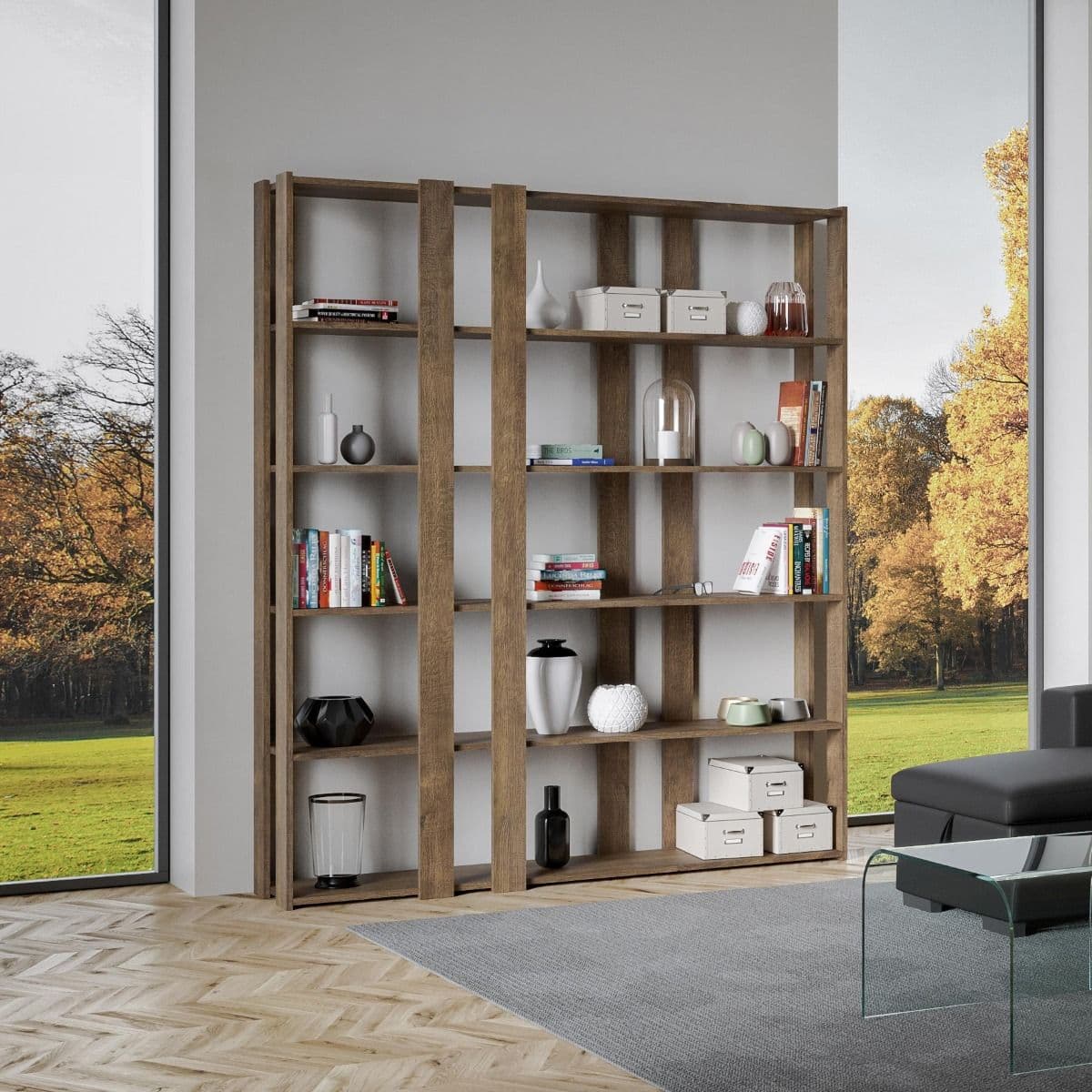 Libreria "Roma" a parete, in legno, con ripiani, per arredamento camere ed interni in Librerie Decor Space - Altamura, commercioVirtuoso.it