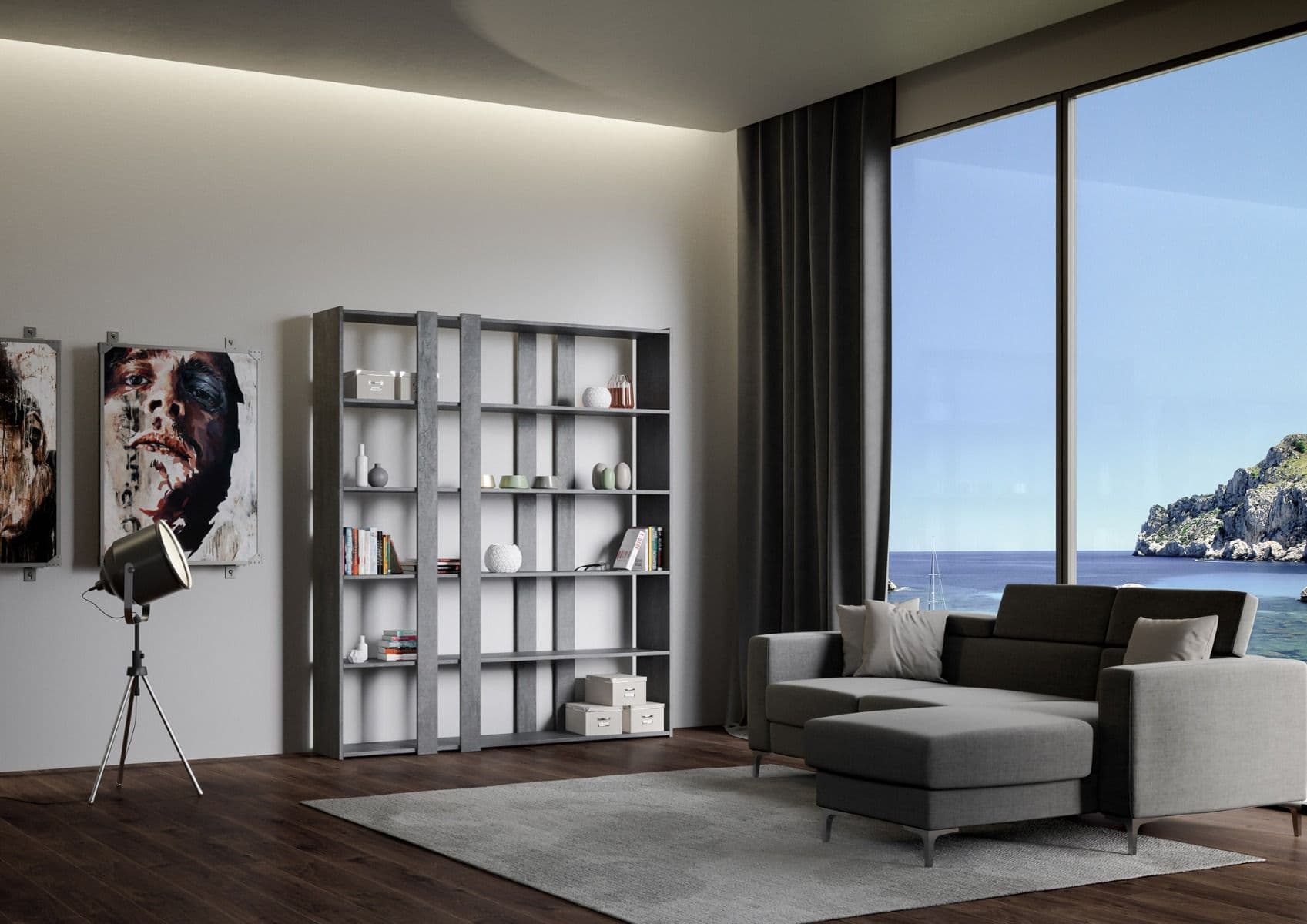 Libreria "Roma" a parete, in legno, con ripiani, per arredamento camere ed interni in Librerie Decor Space - Altamura, commercioVirtuoso.it