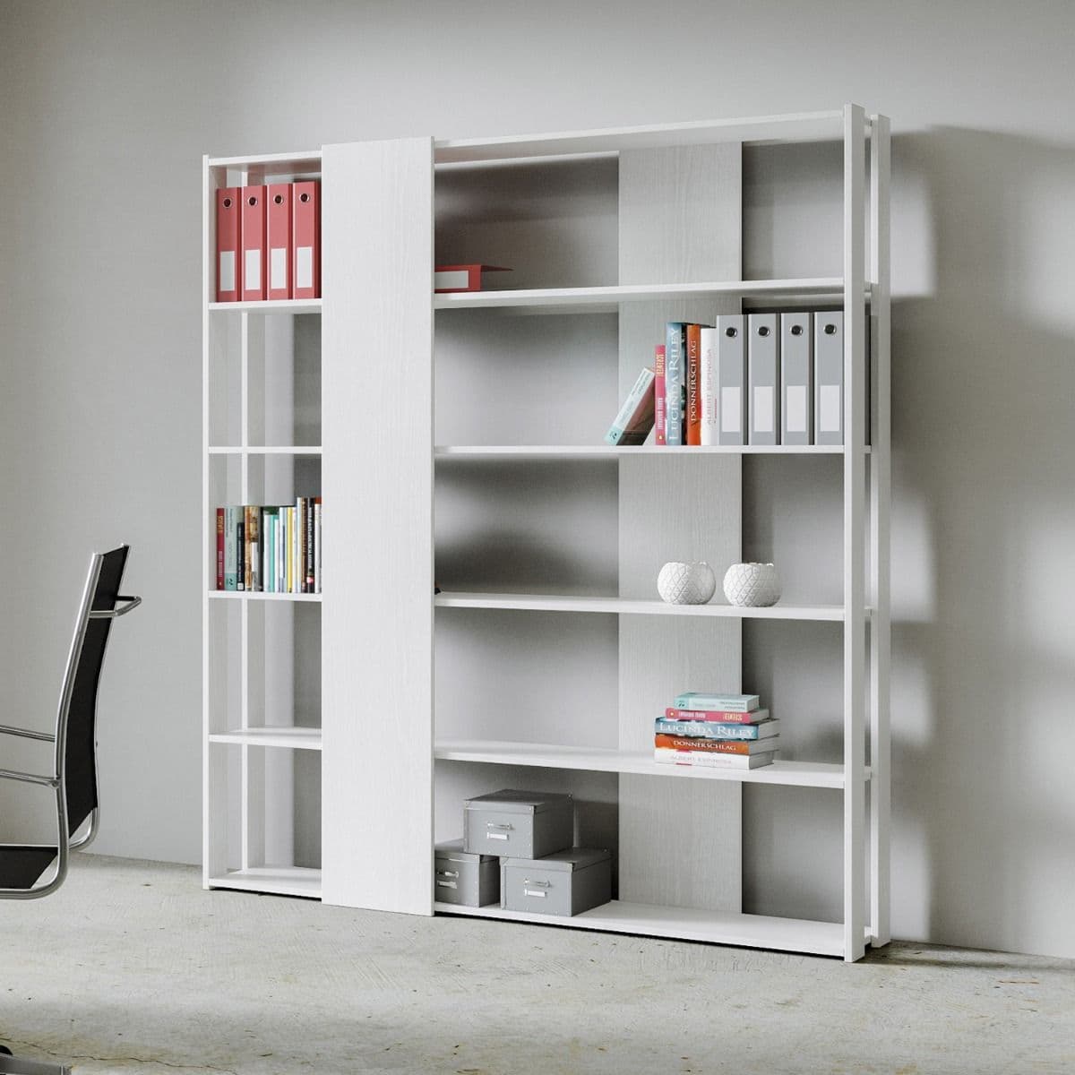 Libreria "Roma" a parete, in legno, con ripiani, per arredamento camere ed interni in Librerie Decor Space - Altamura, commercioVirtuoso.it