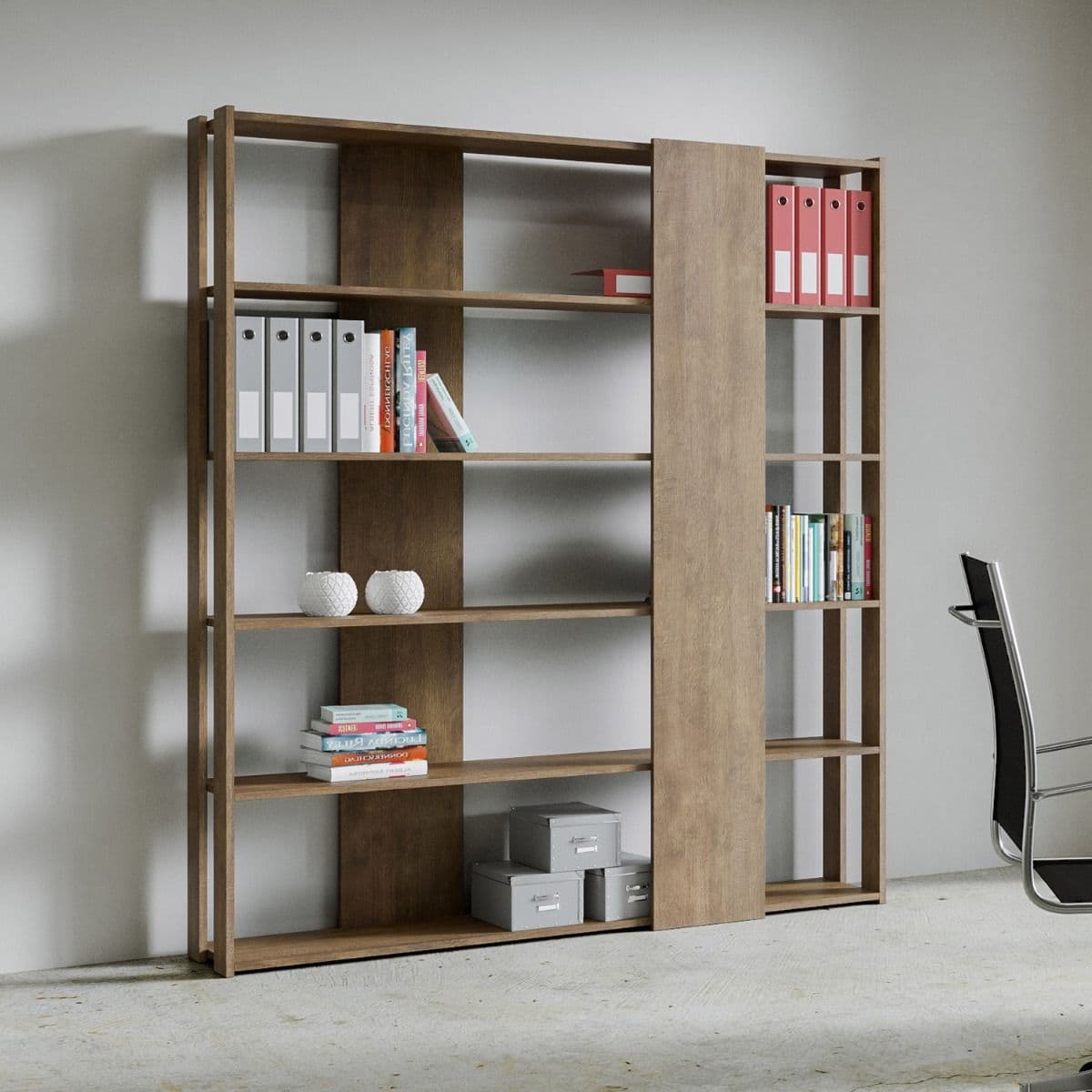 Libreria "Roma" a parete, in legno, con ripiani, per arredamento camere ed interni in Librerie Decor Space - Altamura, commercioVirtuoso.it
