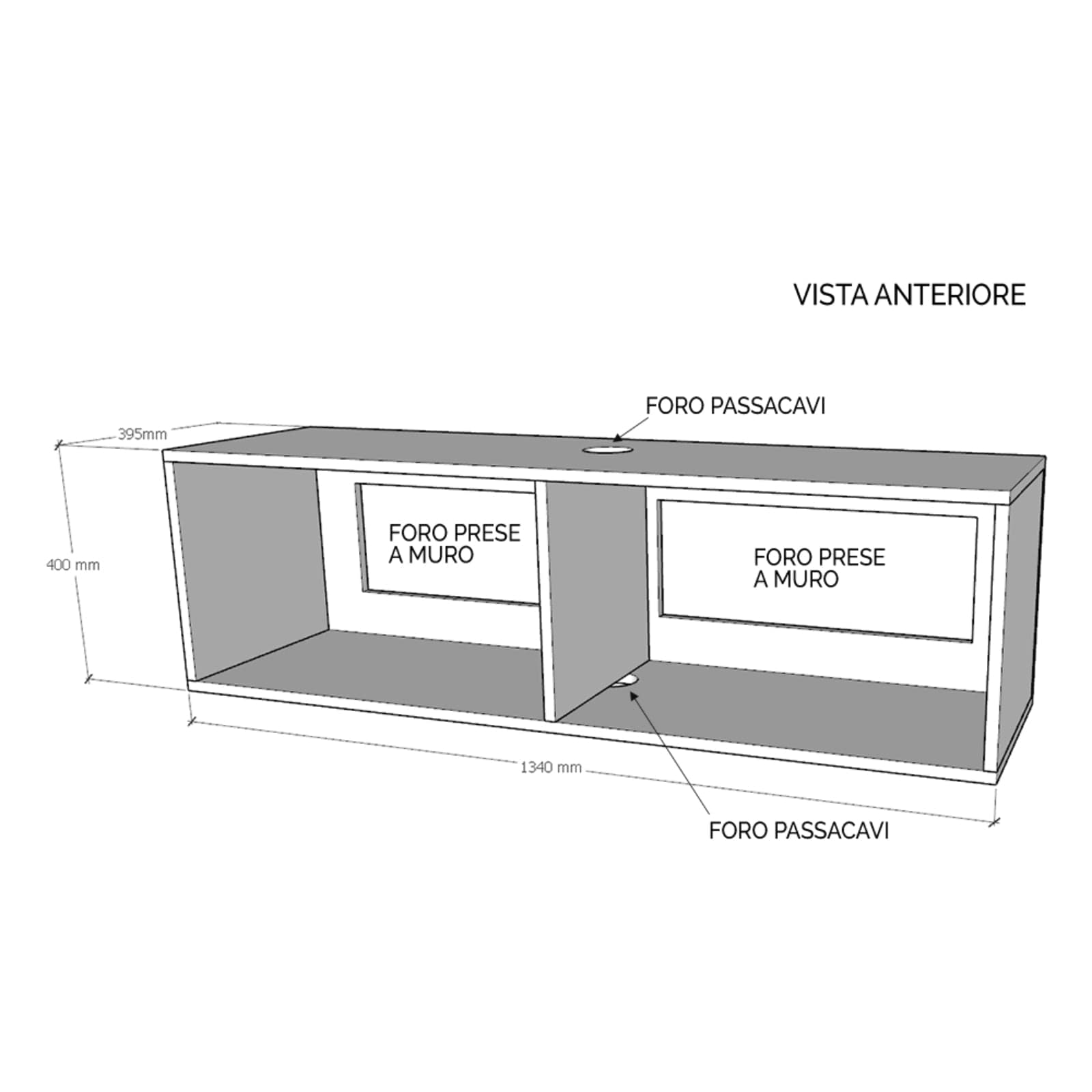 Pensile con base, in legno, per composizioni arredamento camere ed interni in Pareti attrezzate Decor Space - Altamura, commercioVirtuoso.it