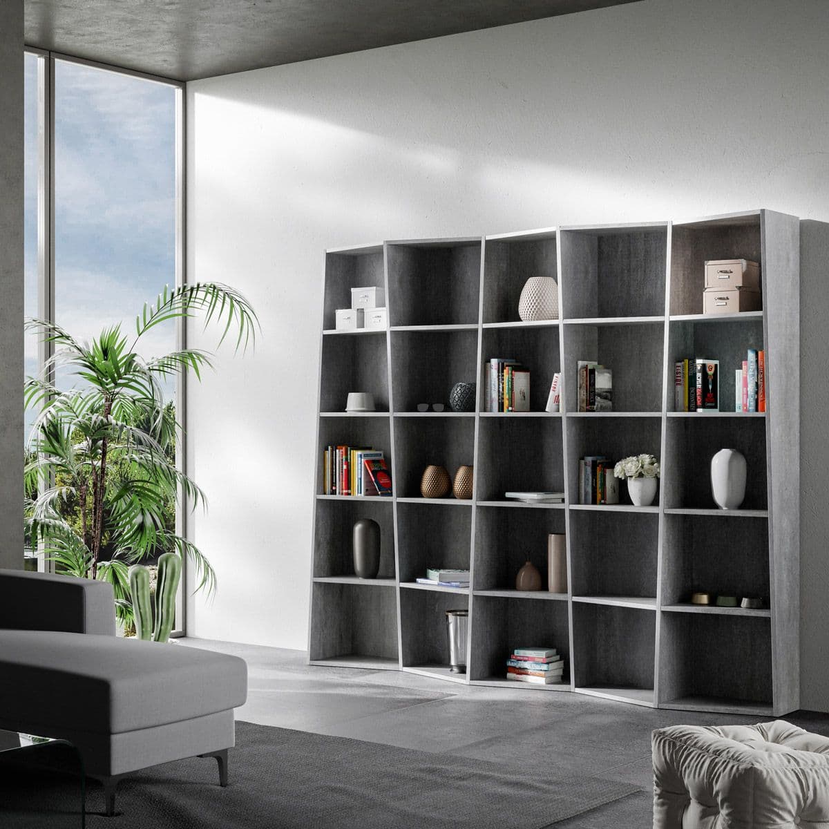 Libreria "Torino" a colonne, in legno, con ripiani, per arredamento camere ed interni in Librerie Decor Space - Altamura, commercioVirtuoso.it