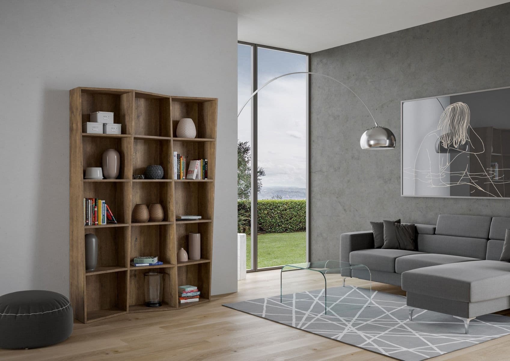 Libreria "Torino" a colonne, in legno, con ripiani, per arredamento camere ed interni in Librerie Decor Space - Altamura, commercioVirtuoso.it