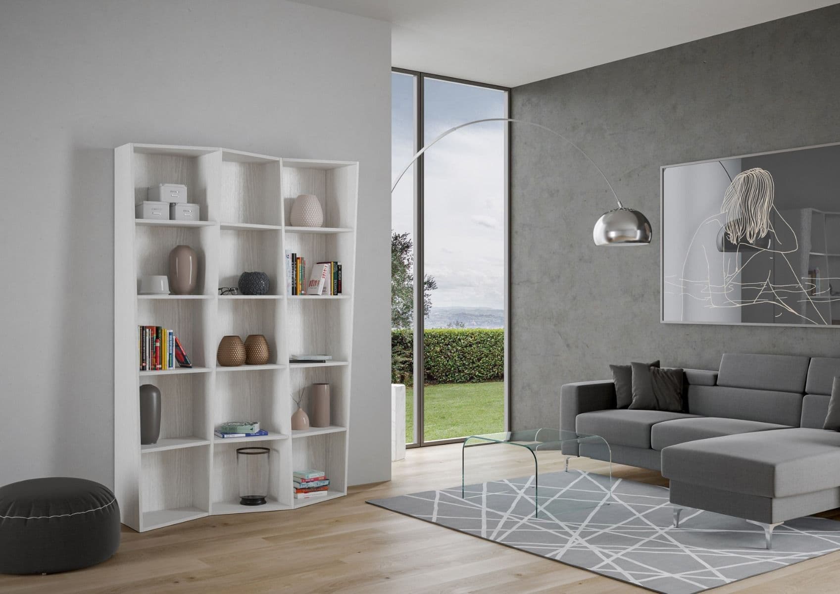 Libreria "Torino" a colonne, in legno, con ripiani, per arredamento camere ed interni in Librerie Decor Space - Altamura, commercioVirtuoso.it