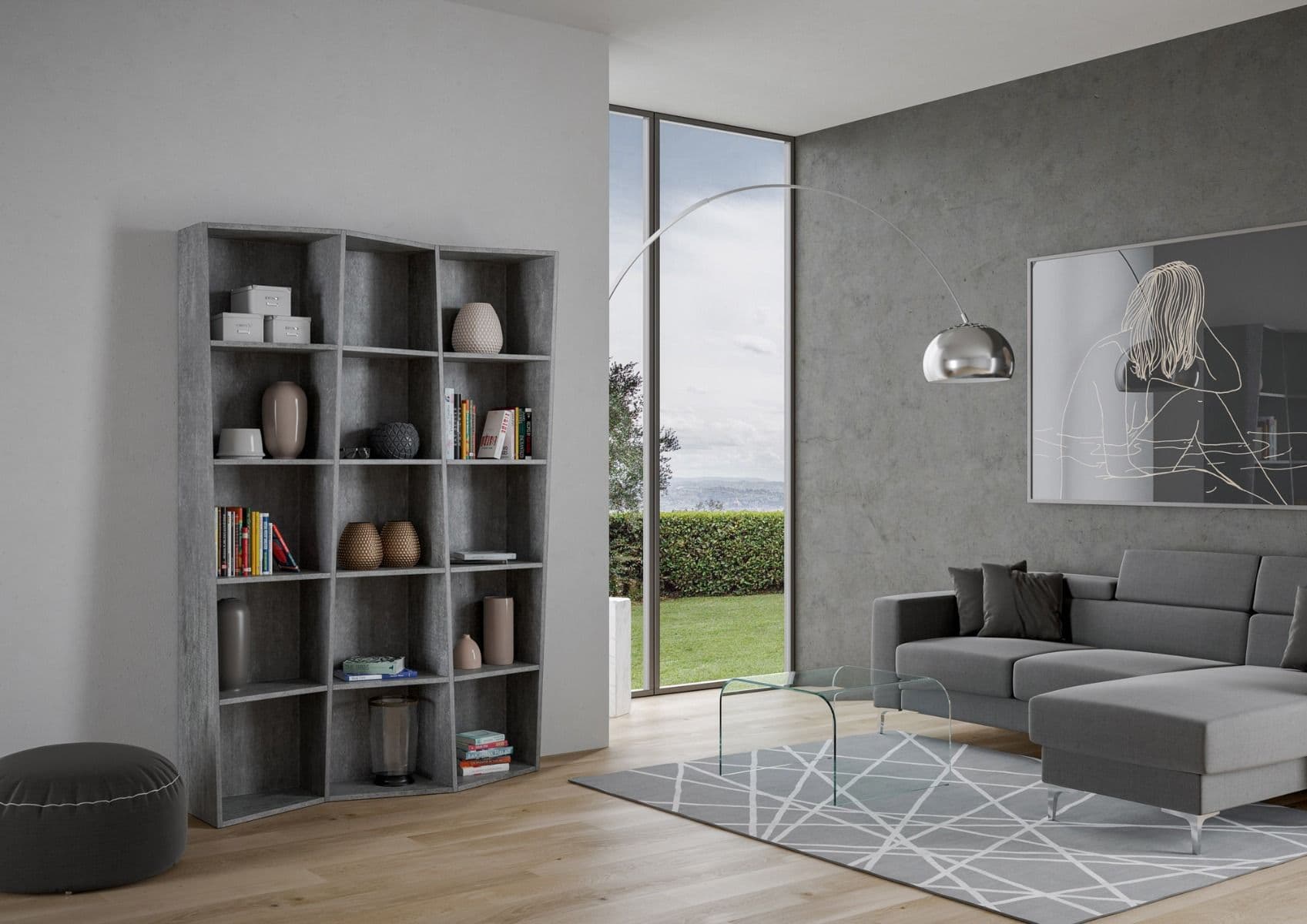 Libreria "Torino" a colonne, in legno, con ripiani, per arredamento camere ed interni in Librerie Decor Space - Altamura, commercioVirtuoso.it