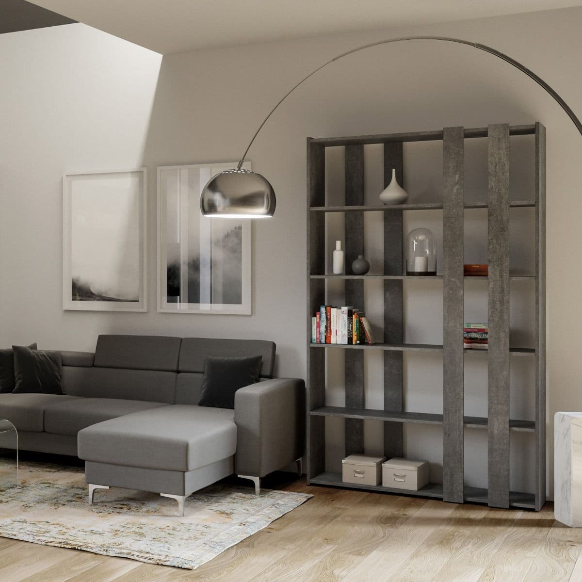 Libreria "Bologna" a parete, in legno, con ripiani, per arredamento camere ed interni in Librerie Decor Space - Altamura, commercioVirtuoso.it