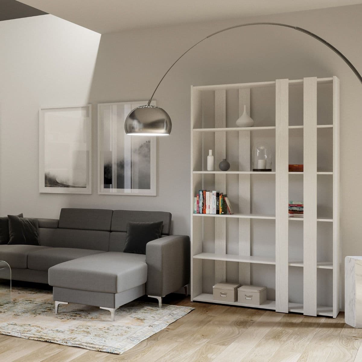 Libreria "Bologna" a parete, in legno, con ripiani, per arredamento camere ed interni in Librerie Decor Space - Altamura, commercioVirtuoso.it