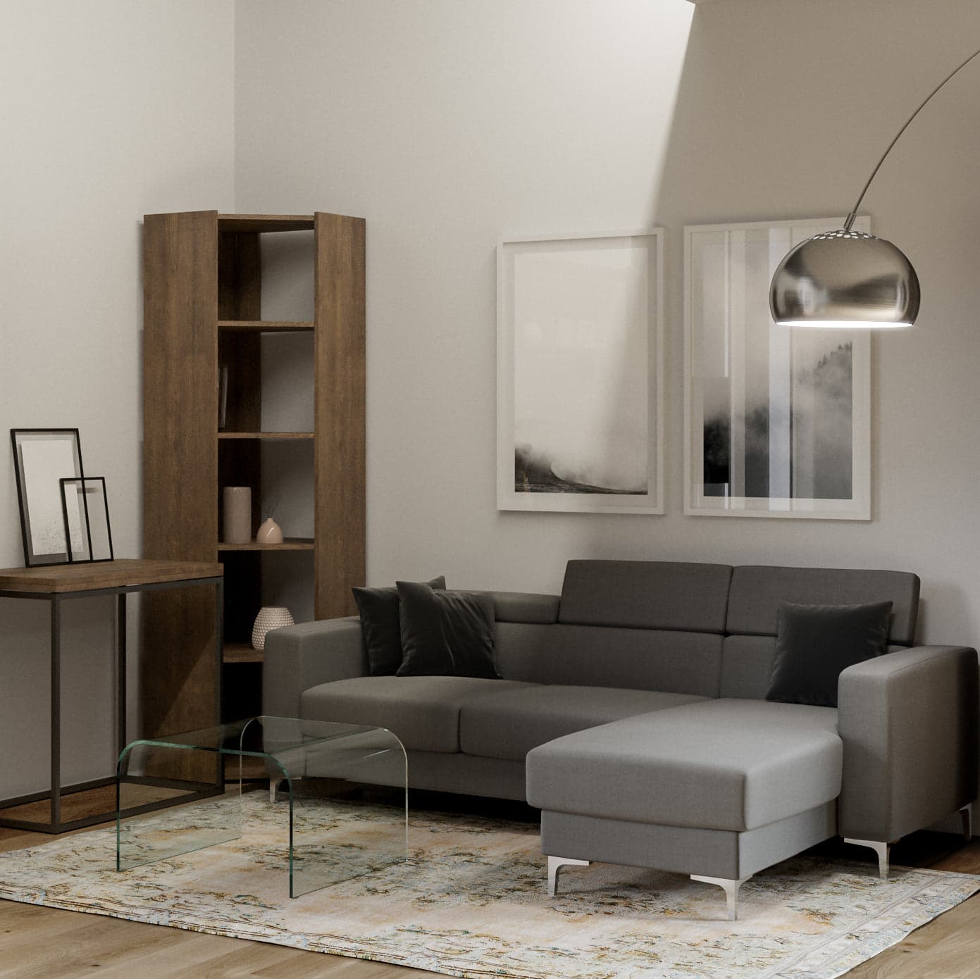 Libreria "Napoli" angolare, in legno, con ripiani, per arredamento camere ed interni in Librerie Decor Space - Altamura, commercioVirtuoso.it