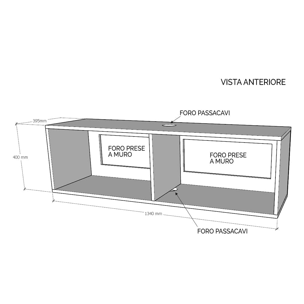 Pensile rettangolare in legno per composizioni arredamento camere ed interni in Pareti attrezzate Decor Space - Altamura, commercioVirtuoso.it