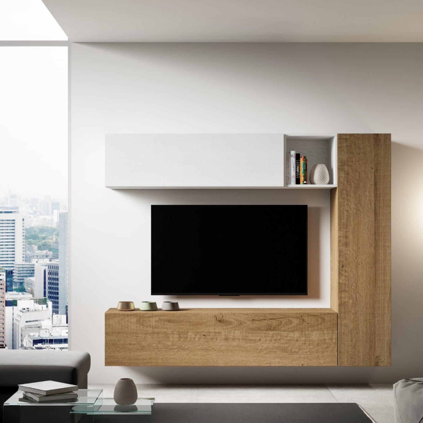 Colonna in legno con ripiani, per composizioni arredamento camere ed interni in Pareti attrezzate Decor Space - Altamura, commercioVirtuoso.it