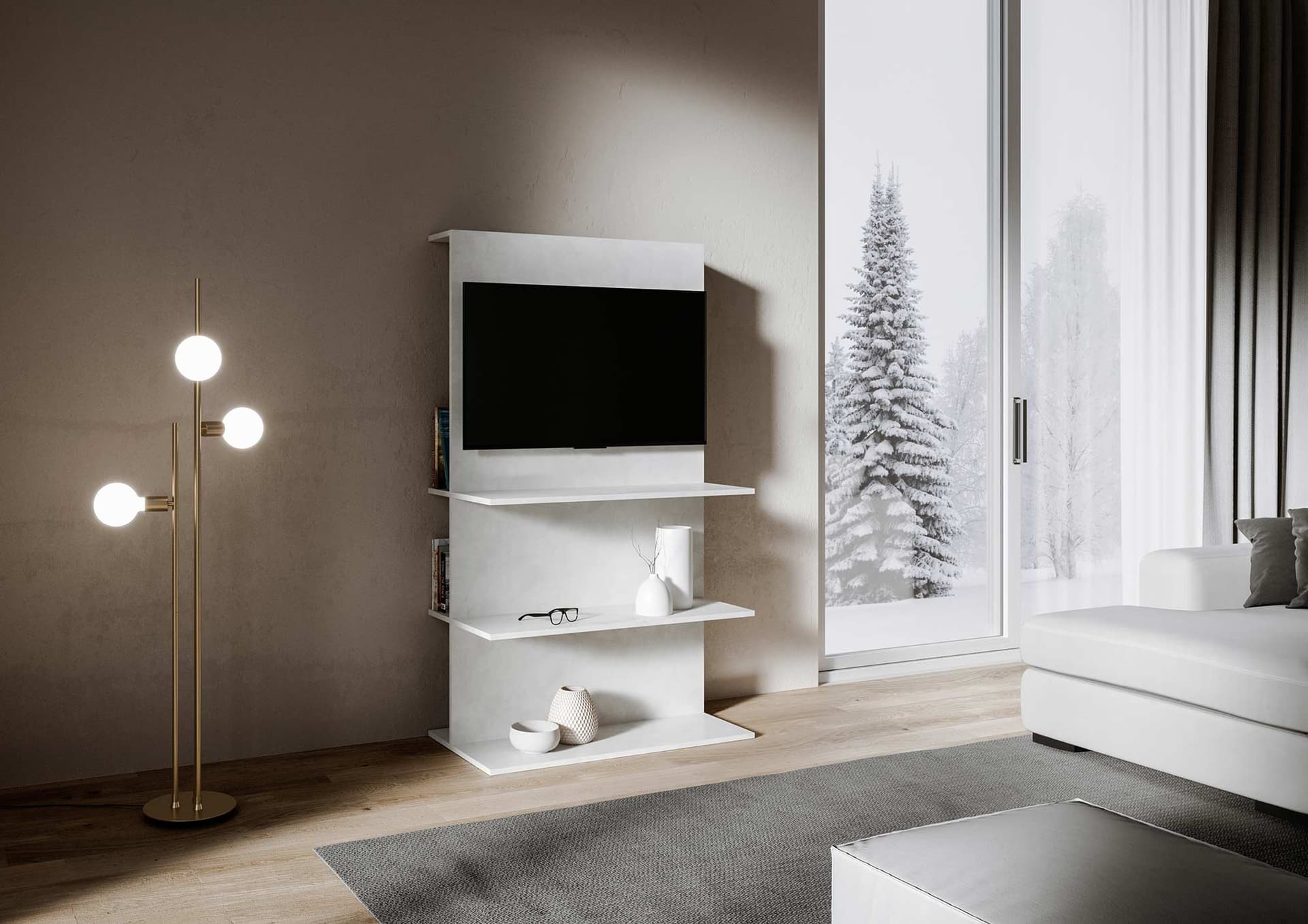 Mobile "Palermo" porta TV, in legno, con ripiani, per arredamento camere ed interni in Librerie Decor Space - Altamura, commercioVirtuoso.it