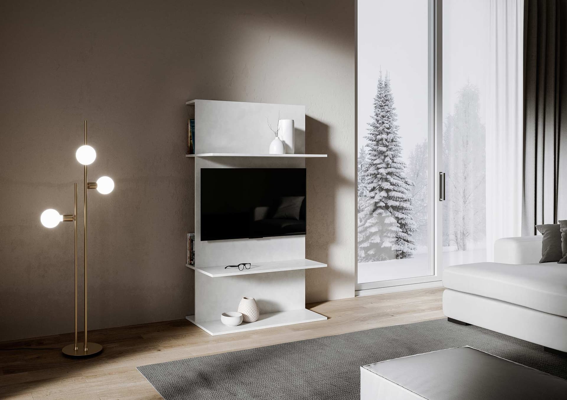 Mobile "Palermo" porta TV, in legno, con ripiani, per arredamento camere ed interni in Librerie Decor Space - Altamura, commercioVirtuoso.it
