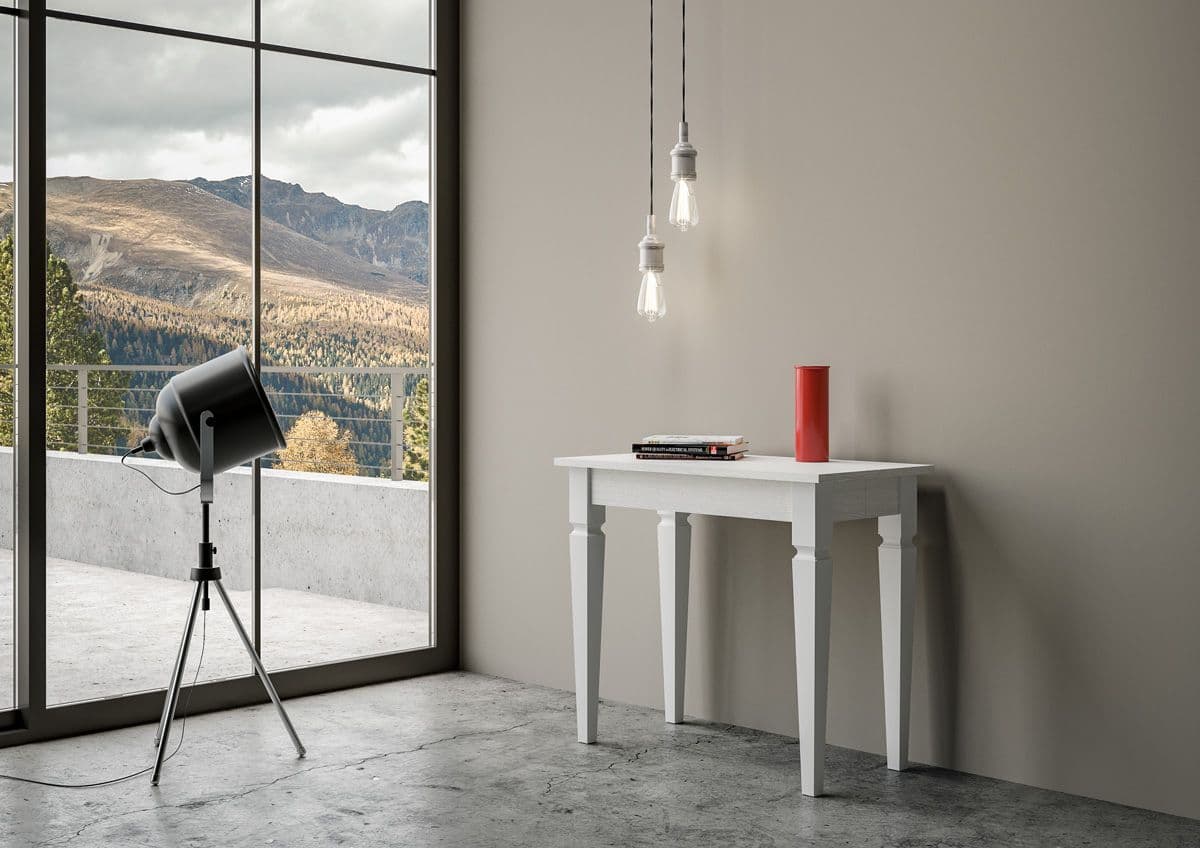 Tavolo consolle "Salerno" allungabile in legno per sala da pranzo in Credenze Decor Space - Altamura, commercioVirtuoso.it
