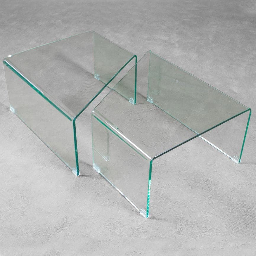 Tavolino componibile, in vetro trasparente, per arredamento interni in Credenze Decor Space - Altamura, commercioVirtuoso.it