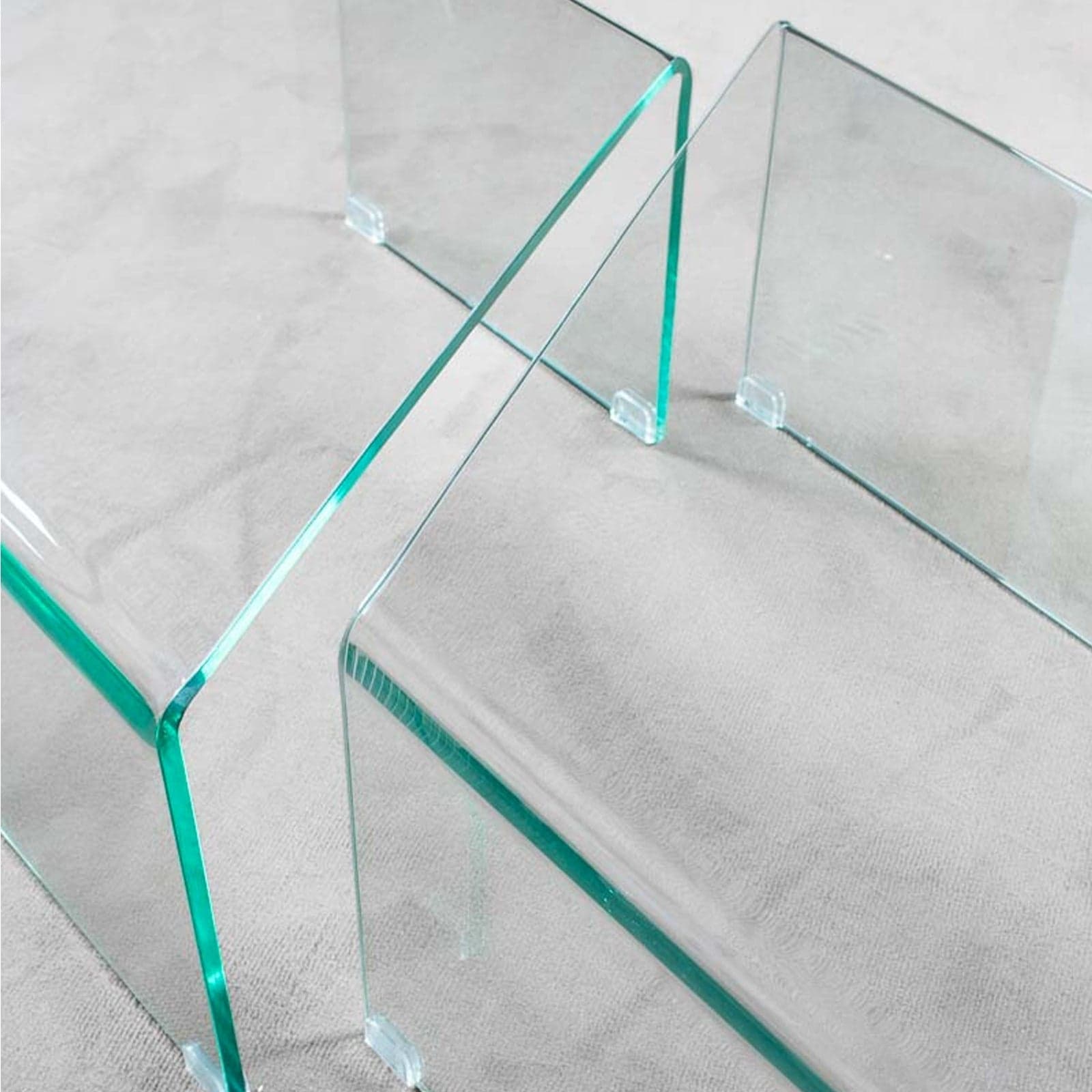 Tavolino componibile, in vetro trasparente, per arredamento interni in Credenze Decor Space - Altamura, commercioVirtuoso.it