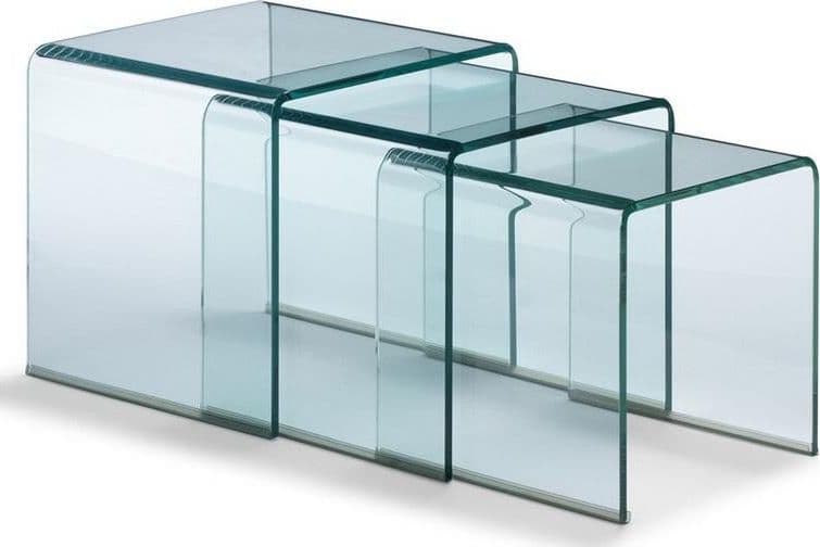Tavolini fissi, in vetro trasparente, per arredamento interni kit da 3 in Credenze Decor Space - Altamura, commercioVirtuoso.it