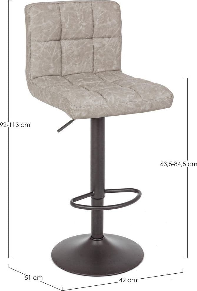 Sgabello da bar Greyson per interno, Struttura E Base Grigio Opaco In Acciaio Verniciato A Polvere (Poliestere), 42 x 51 x 92/113 cm in Sgabelli Decor Space - Altamura, commercioVirtuoso.it