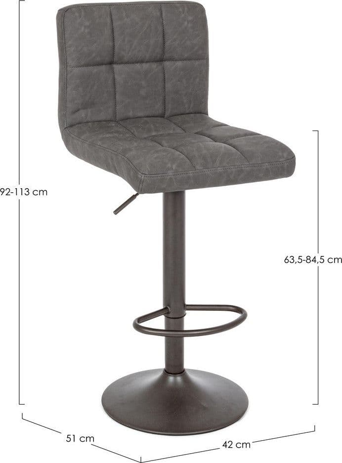 Sgabello da bar Greyson per interno, Struttura E Base Grigio Opaco In Acciaio Verniciato A Polvere (Poliestere), 42 x 51 x 92/113 cm in Sgabelli Decor Space - Altamura, commercioVirtuoso.it
