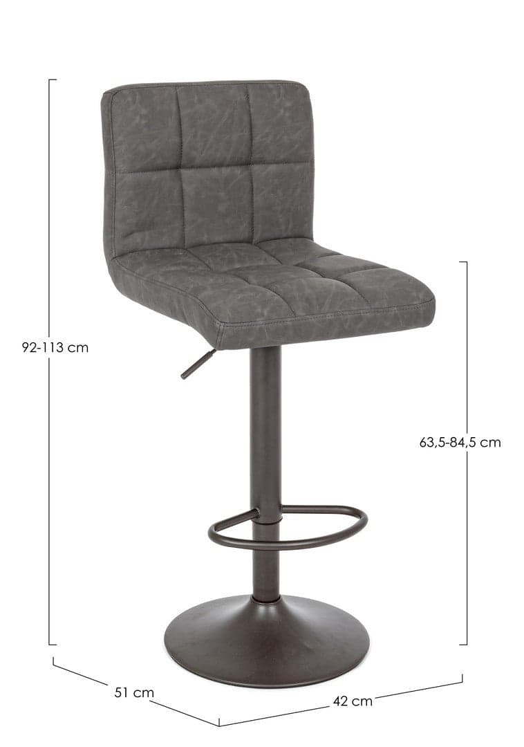 Sgabello da bar Greyson per interno, Struttura E Base Grigio Opaco In Acciaio Verniciato A Polvere (Poliestere), 42 x 51 x 92/113 cm in Sgabelli Decor Space - Altamura, commercioVirtuoso.it