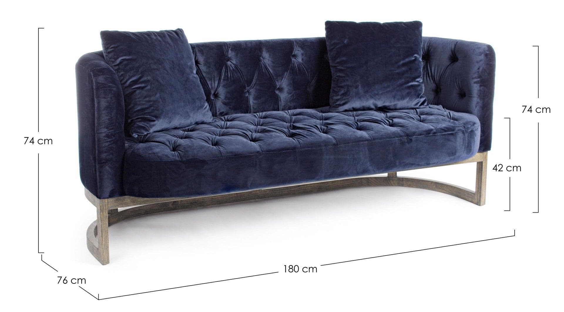 Divano 3 Posti "Midway" per interno, Struttura In Legno Di Quercia, Rivestimento Poliestere Trapuntato 180 x 76 x 74 h cm in Divani Decor Space - Altamura, commercioVirtuoso.it