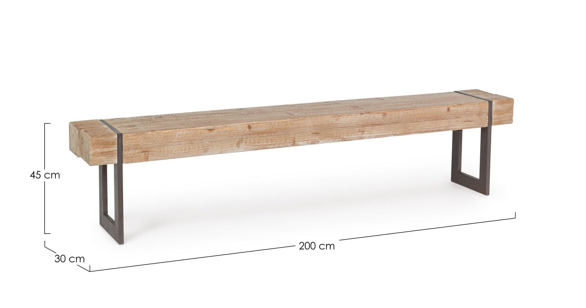 Panca "Garrett" per interno, con Struttura In Acciaio, da 200x30x45h cm in Panche contenitore Decor Space - Altamura, commercioVirtuoso.it