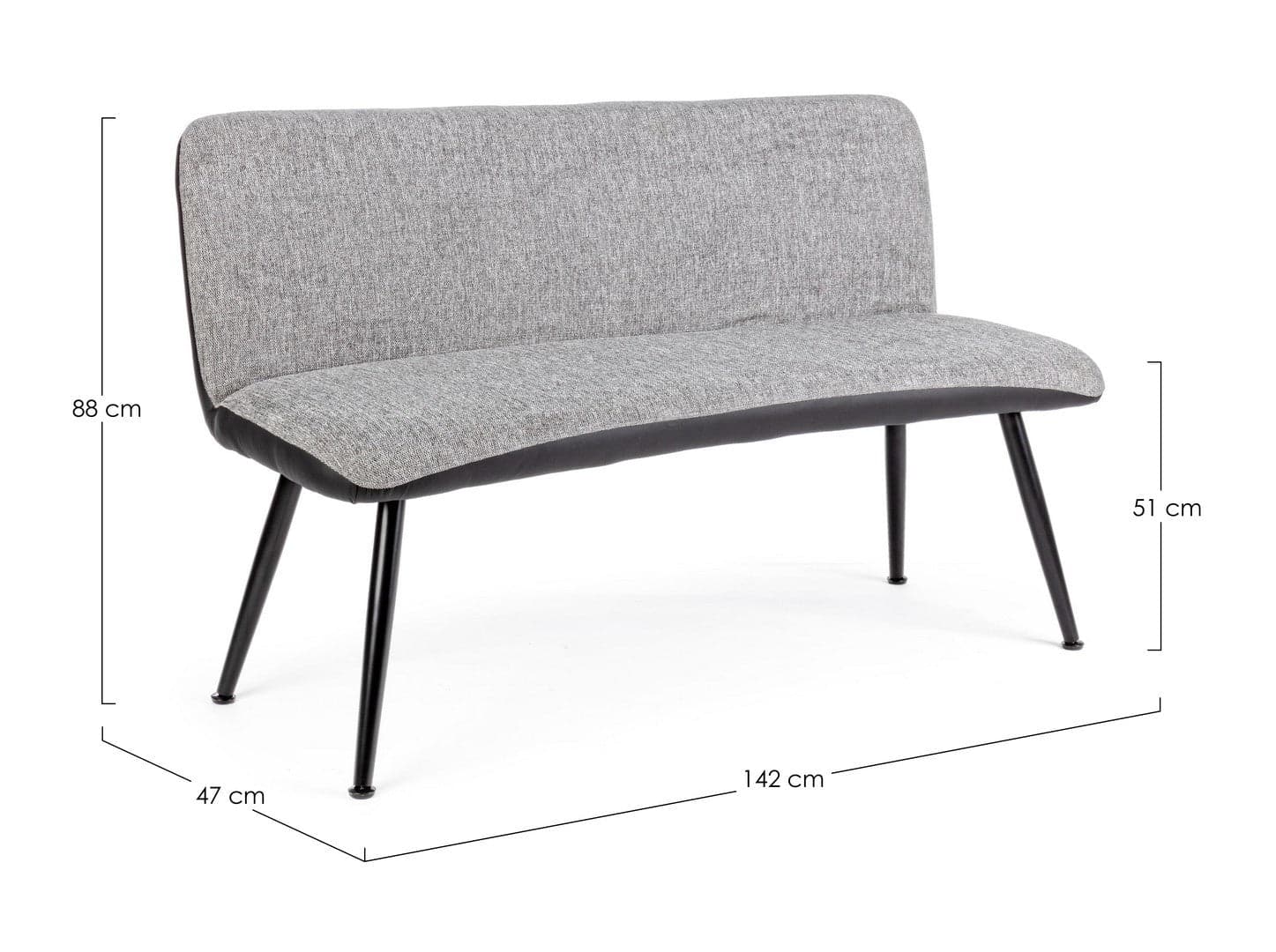 Divano "Louis" per interno, Gambe In Tubolare Di Acciaio 142 x 47 x 88 h cm in Divani Decor Space - Altamura, commercioVirtuoso.it