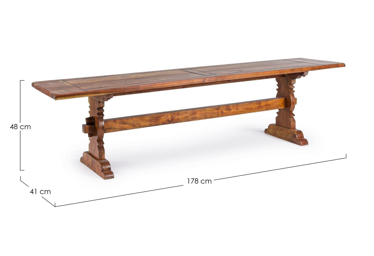 Panca "Chateaux" per interno, con Legno D'Acacia Indiano Massiccio, da 178x41x48h cm in Panche contenitore Decor Space - Altamura, commercioVirtuoso.it