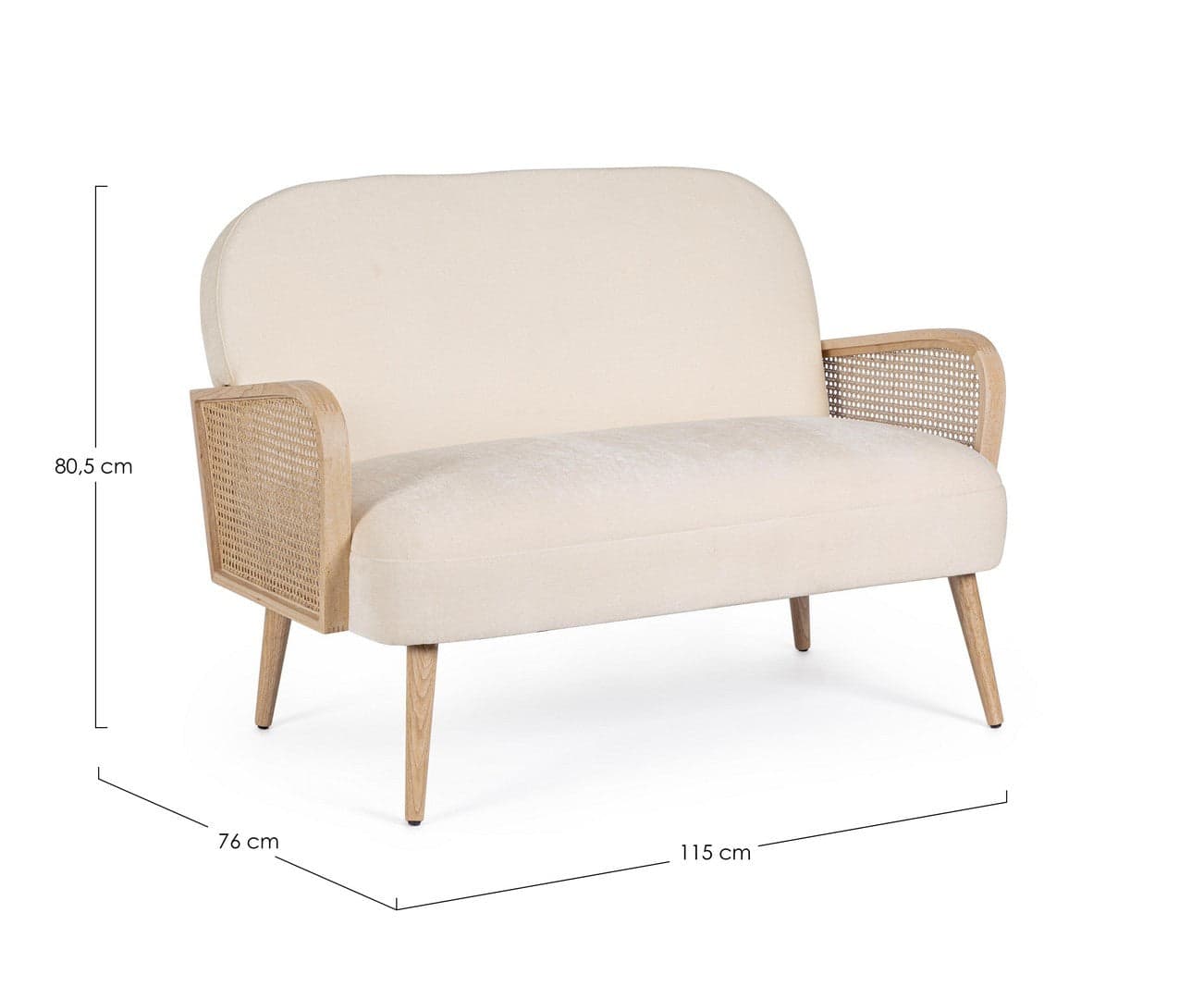 Divano 2 Posti "Dalida" per interno, Struttura In Legno Di Pino E Compensato 115 x 76 x 80,5 h cm in Divani Decor Space - Altamura, commercioVirtuoso.it