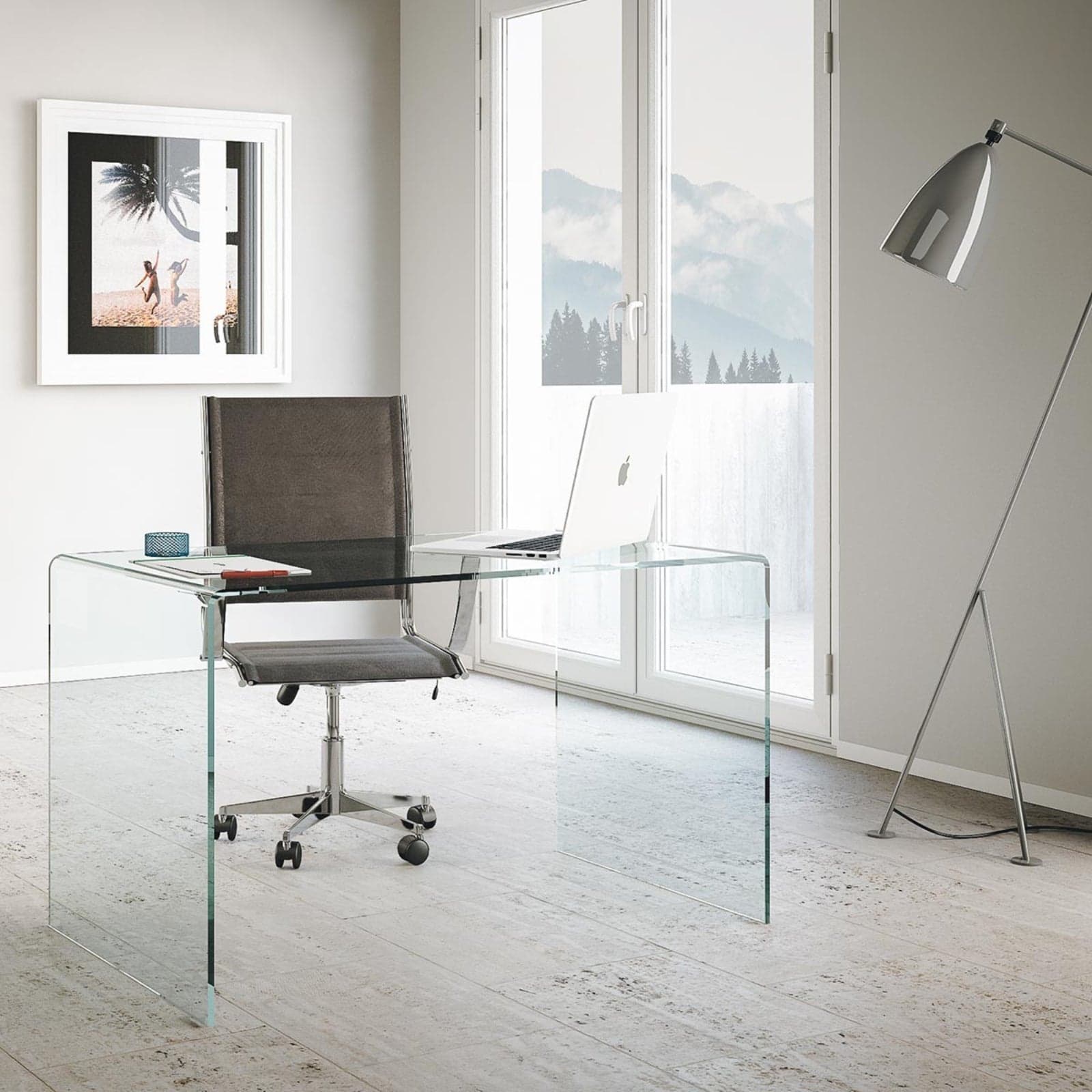 Scrittoio da ufficio, fisso, in vetro trasparente, per arredamento interni in Postazioni di lavoro per computer Decor Space - Altamura, commercioVirtuoso.it